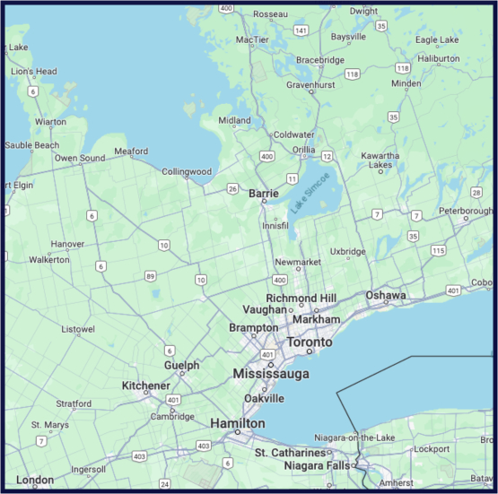 service area map: GTA